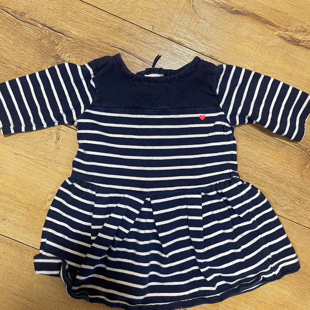Navy and White Striped Kids Dress